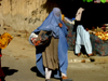 Woman in Blue Burka